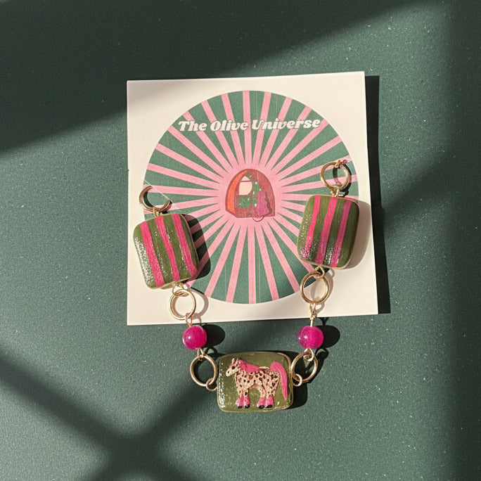 Cheetah Print Pink Pony Bracelet