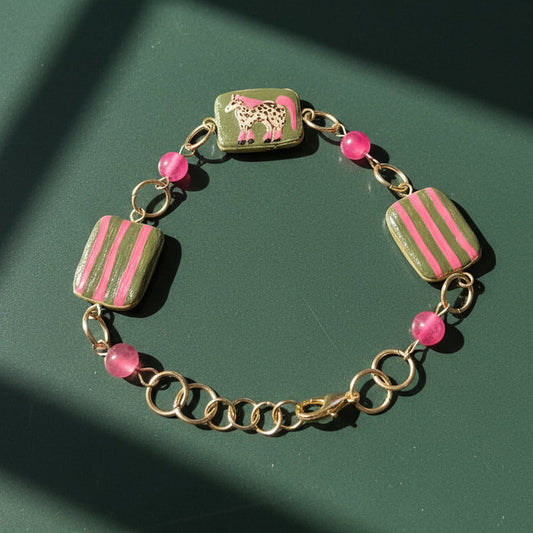 Cheetah Print Pink Pony Bracelet
