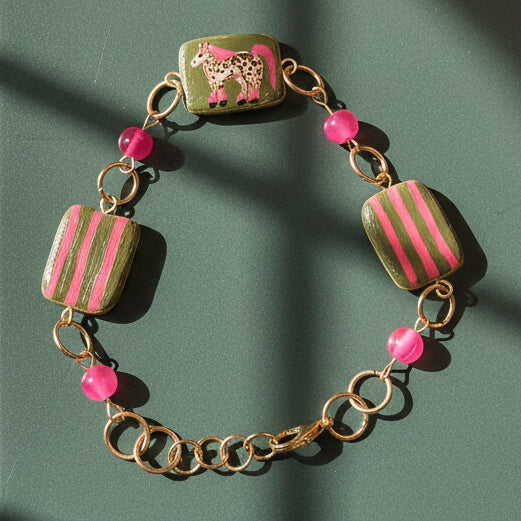 Cheetah Print Pink Pony Bracelet