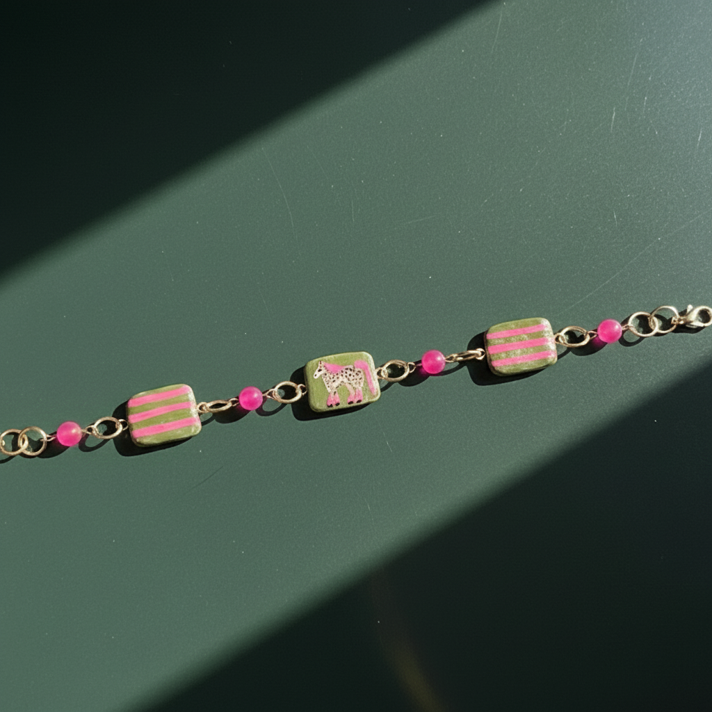 Cheetah Print Pink Pony Bracelet