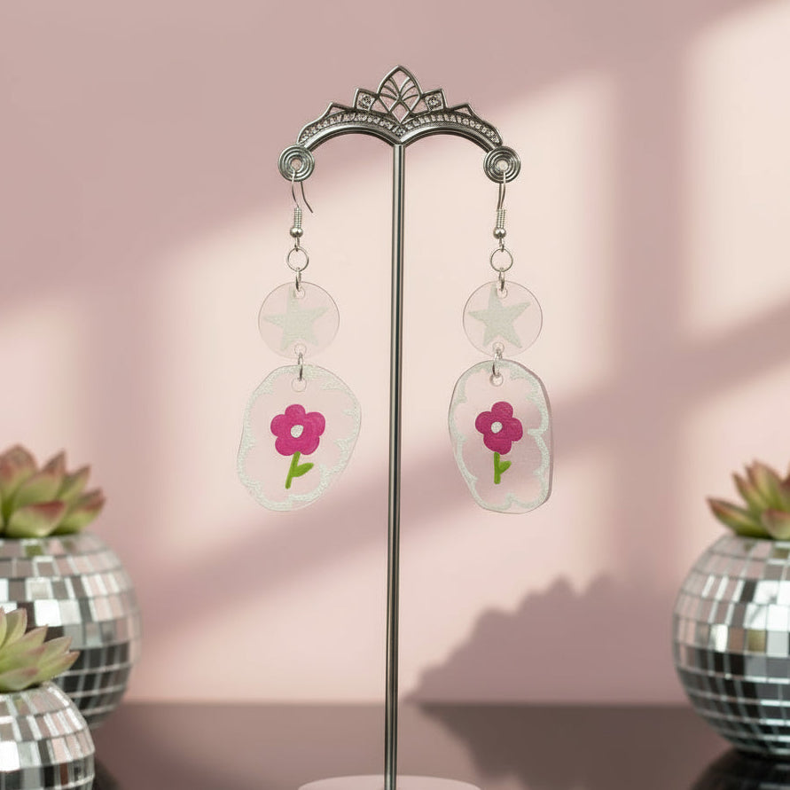 Flower Power Transparent Groovy Earrings