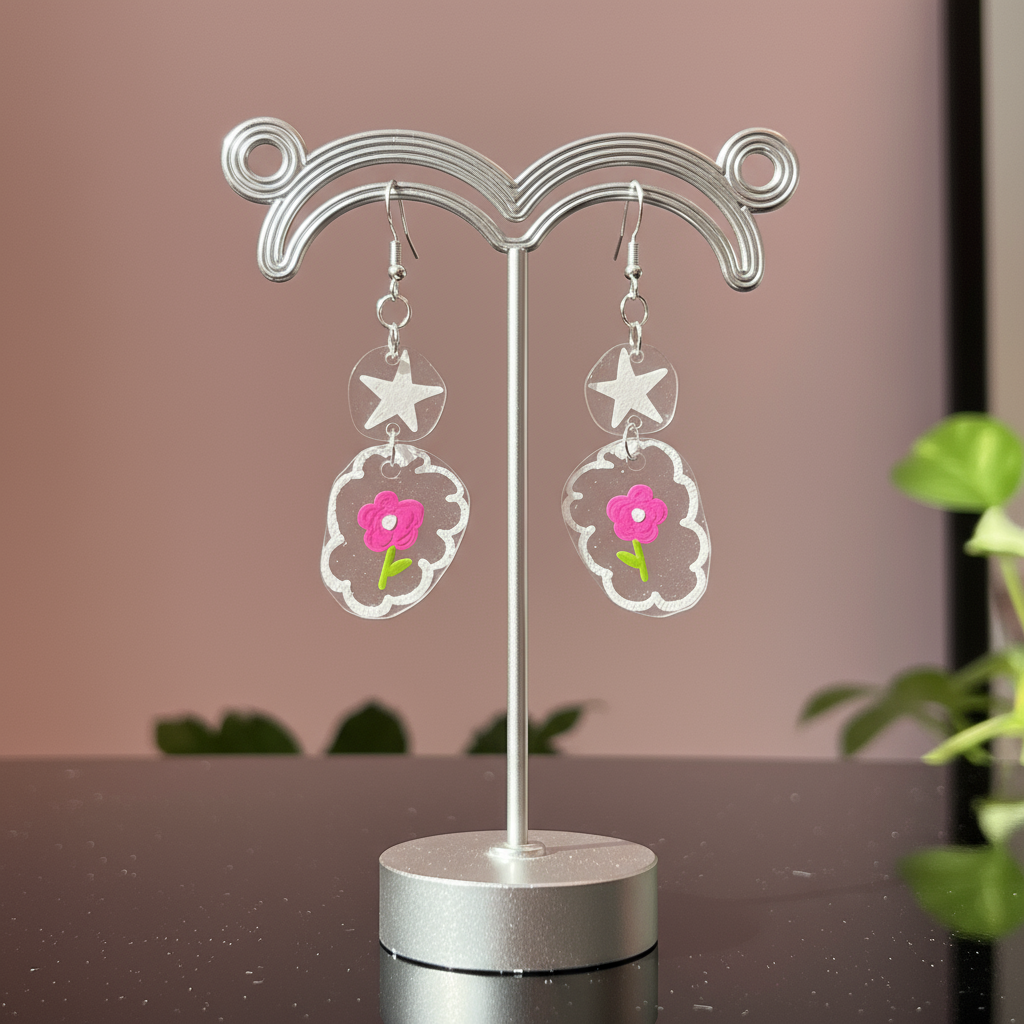 Flower Power Transparent Groovy Earrings