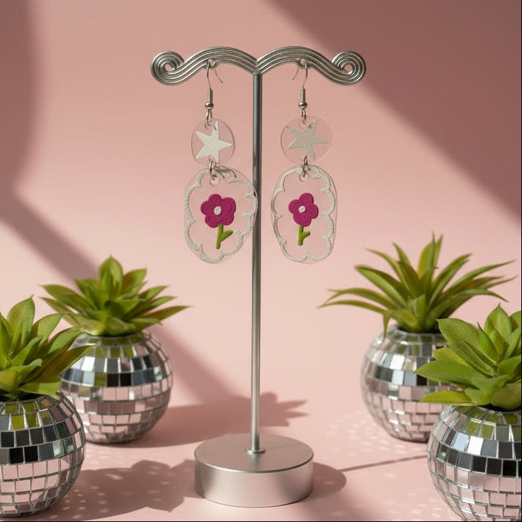 Flower Power Transparent Groovy Earrings