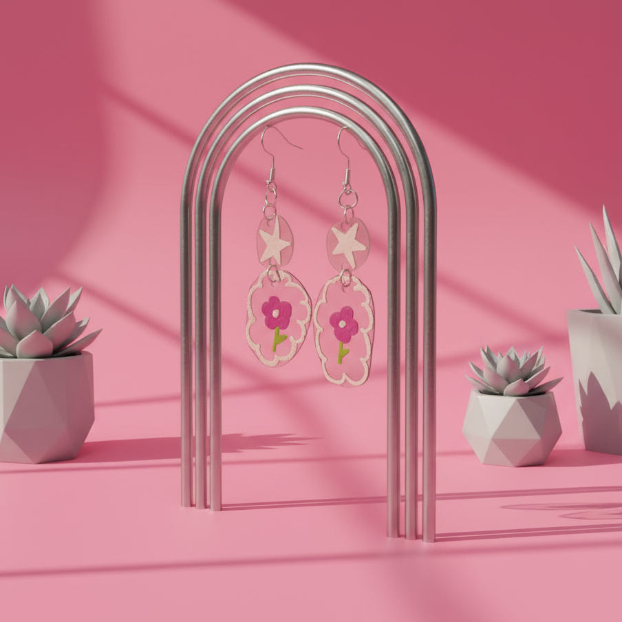 Flower Power Transparent Groovy Earrings