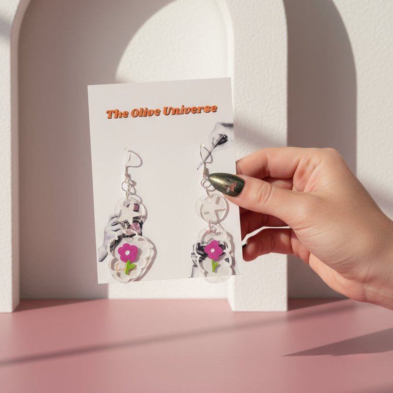 Flower Power Transparent Groovy Earrings