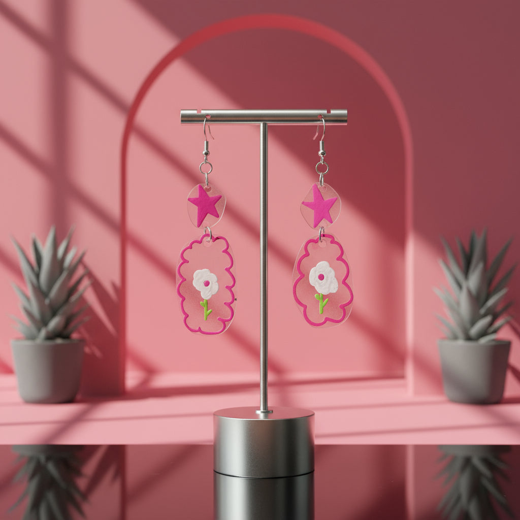 Flower Power Transparent Groovy Earrings