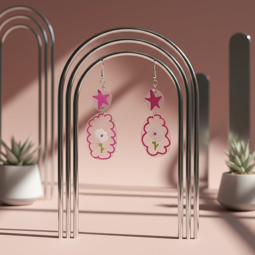 Flower Power Transparent Groovy Earrings