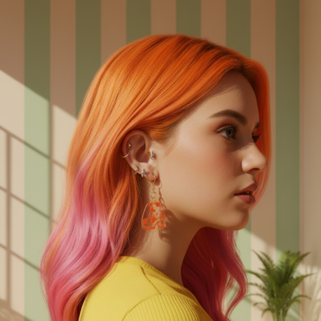 Star Boots Earrings — Petite Neon Orange Groovy Punk Boots with Transparent Back | Olive Made