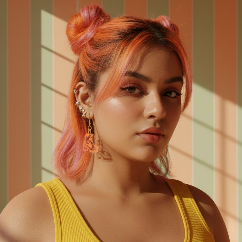 Star Boots Earrings — Petite Neon Orange Groovy Punk Boots with Transparent Back | Olive Made