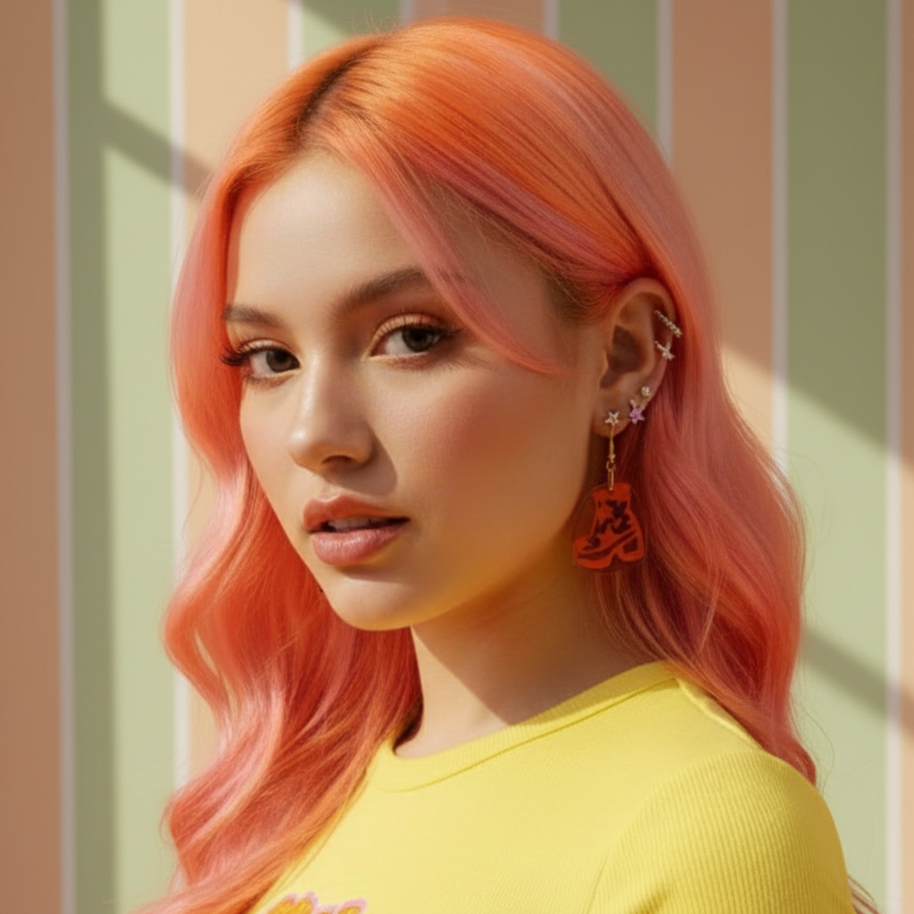 Star Boots Earrings — Petite Neon Orange Groovy Punk Boots with Transparent Back | Olive Made