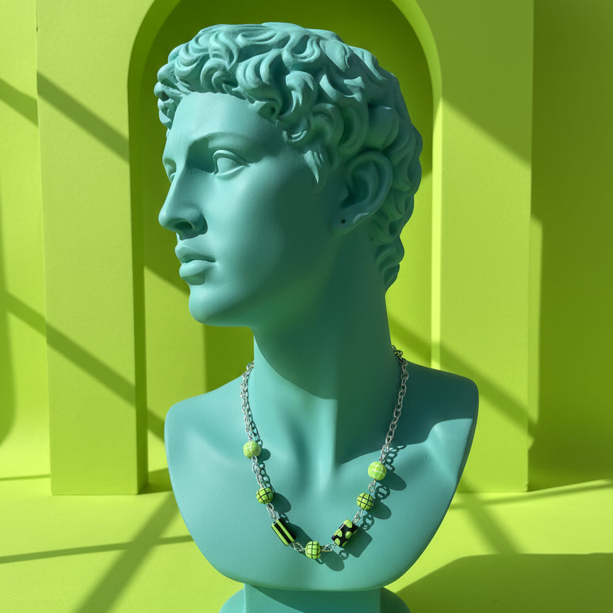 Punk Girl Grunge Beaded Chain Necklace — Olive Made