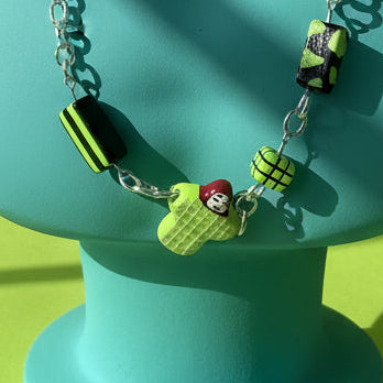 Punk Girl Grunge Beaded Chain Necklace — Olive Made