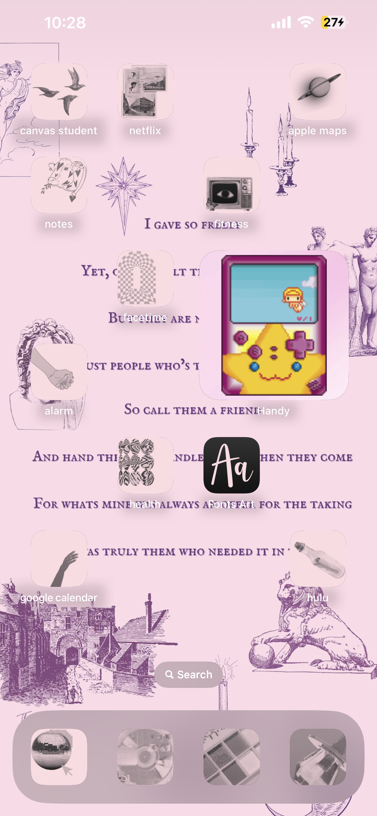 Digital Pastel Pink Aesthetic iPhone Lockscreen Poem - Giving Candlesticks