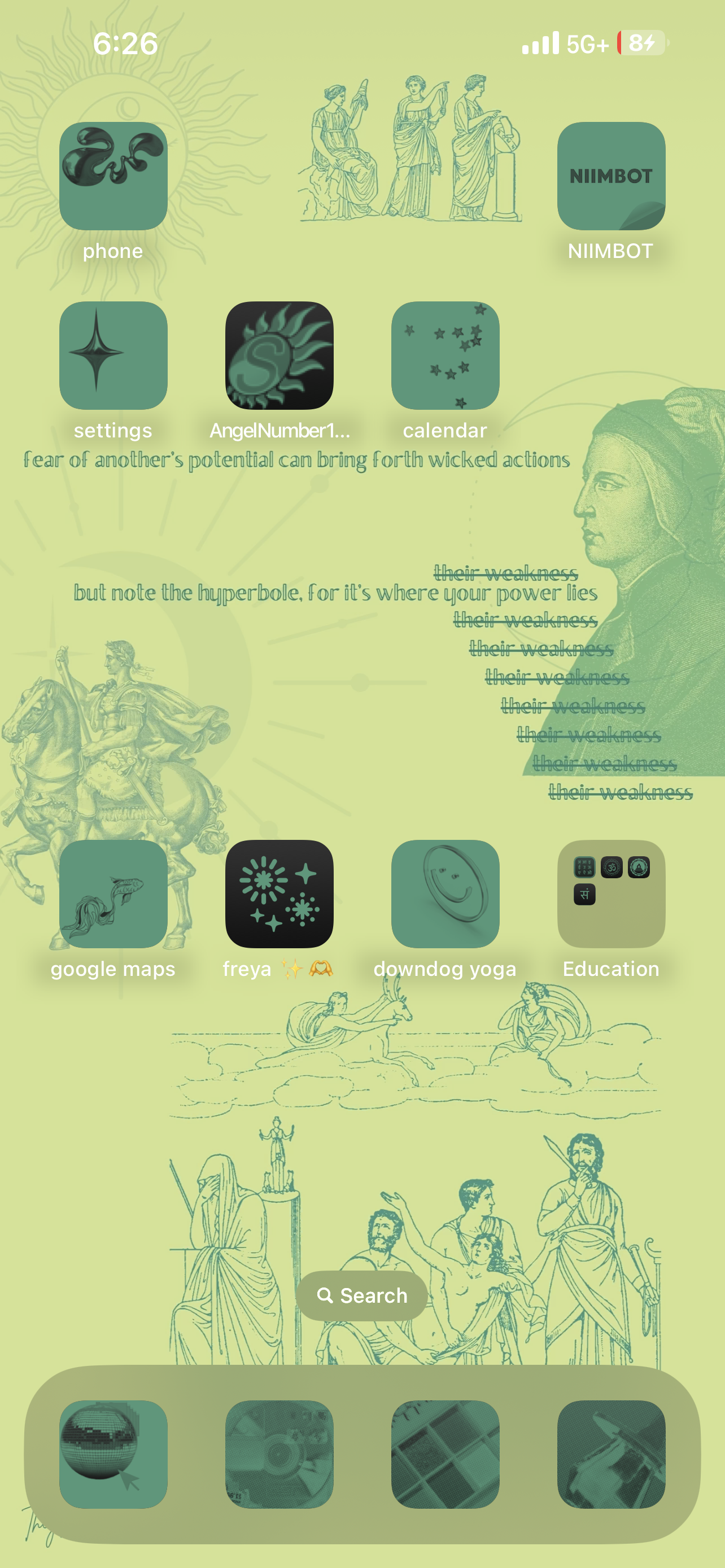 Fear Of Another’s Potential - Lime & Teal Digital iPhone Lockscreen Wallpaper Poem