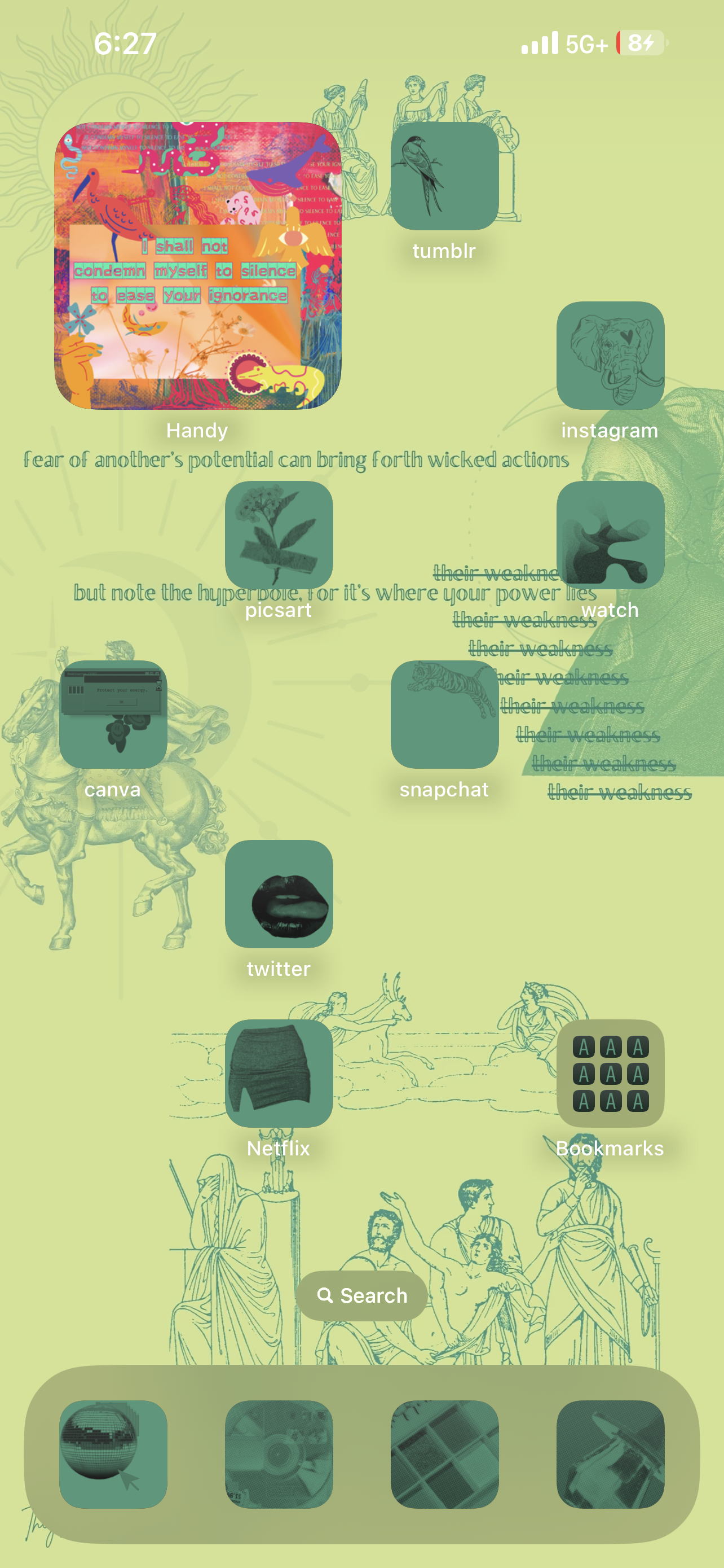 Fear Of Another’s Potential - Lime & Teal Digital iPhone Lockscreen Wallpaper Poem