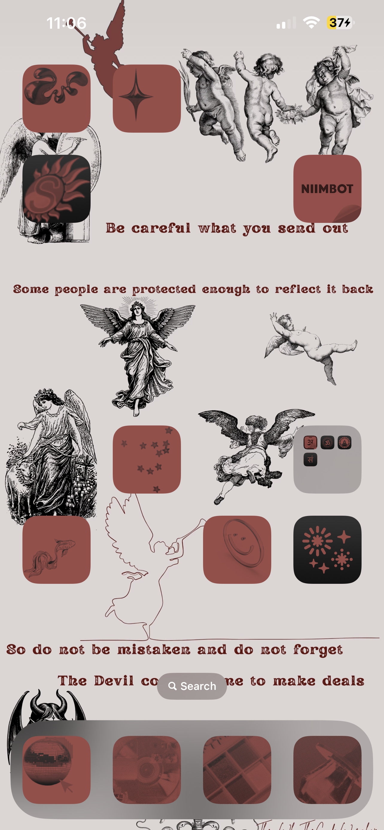 The Devil Comes To Me To Make Deals - Dark Academia Gothic Digital iPhone Lockscreen Wallpaper Poem