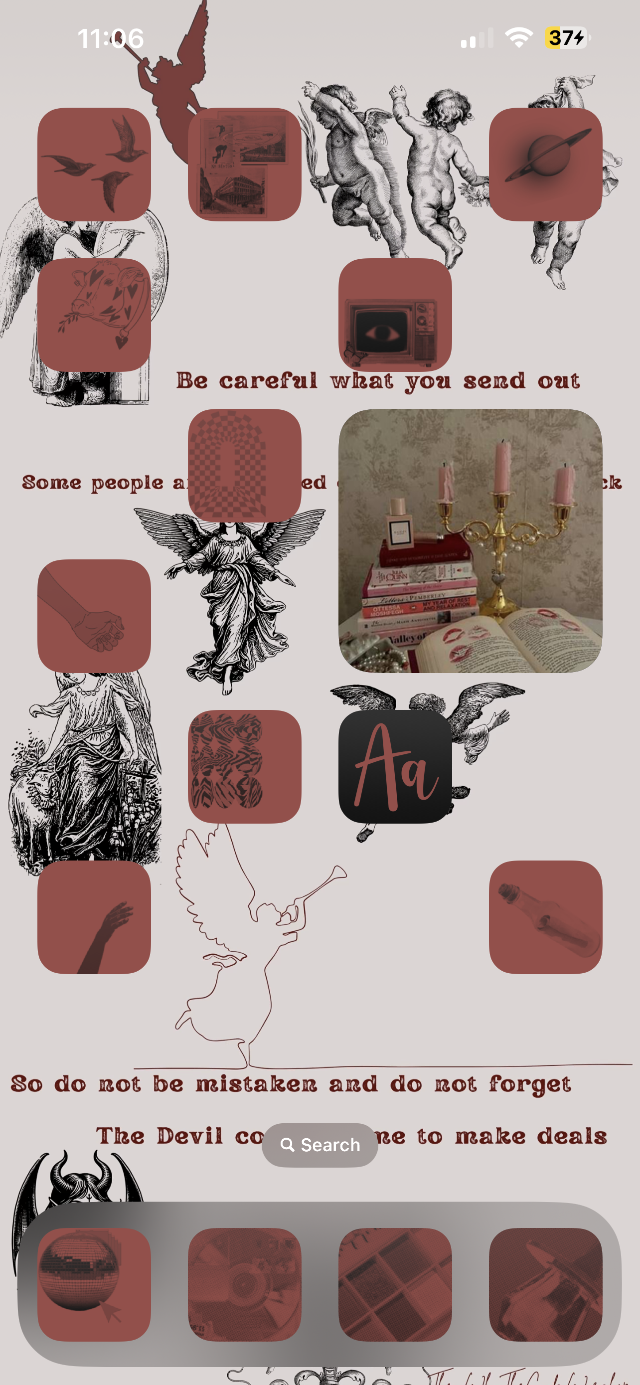 The Devil Comes To Me To Make Deals - Dark Academia Gothic Digital iPhone Lockscreen Wallpaper Poem