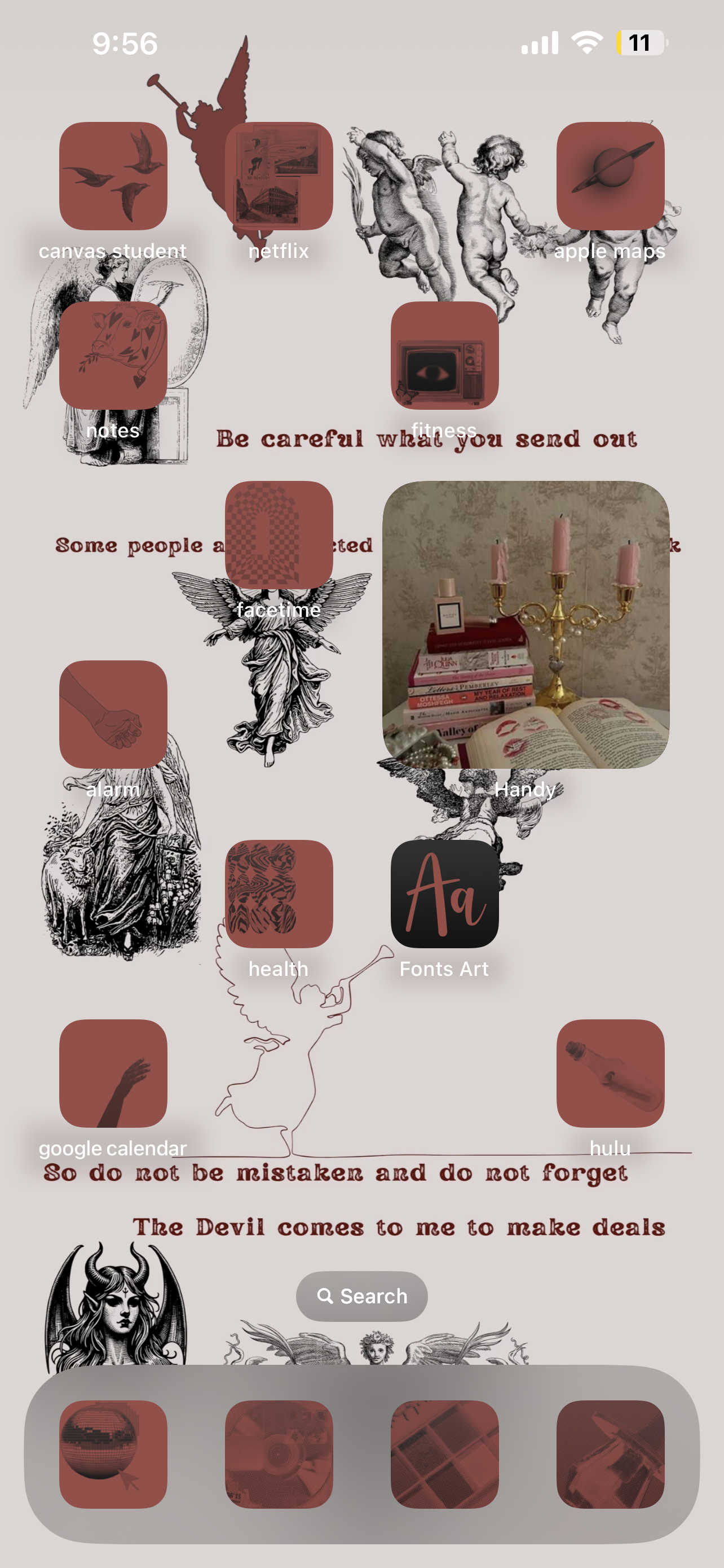 The Devil Comes To Me To Make Deals - Dark Academia Gothic Digital iPhone Lockscreen Wallpaper Poem