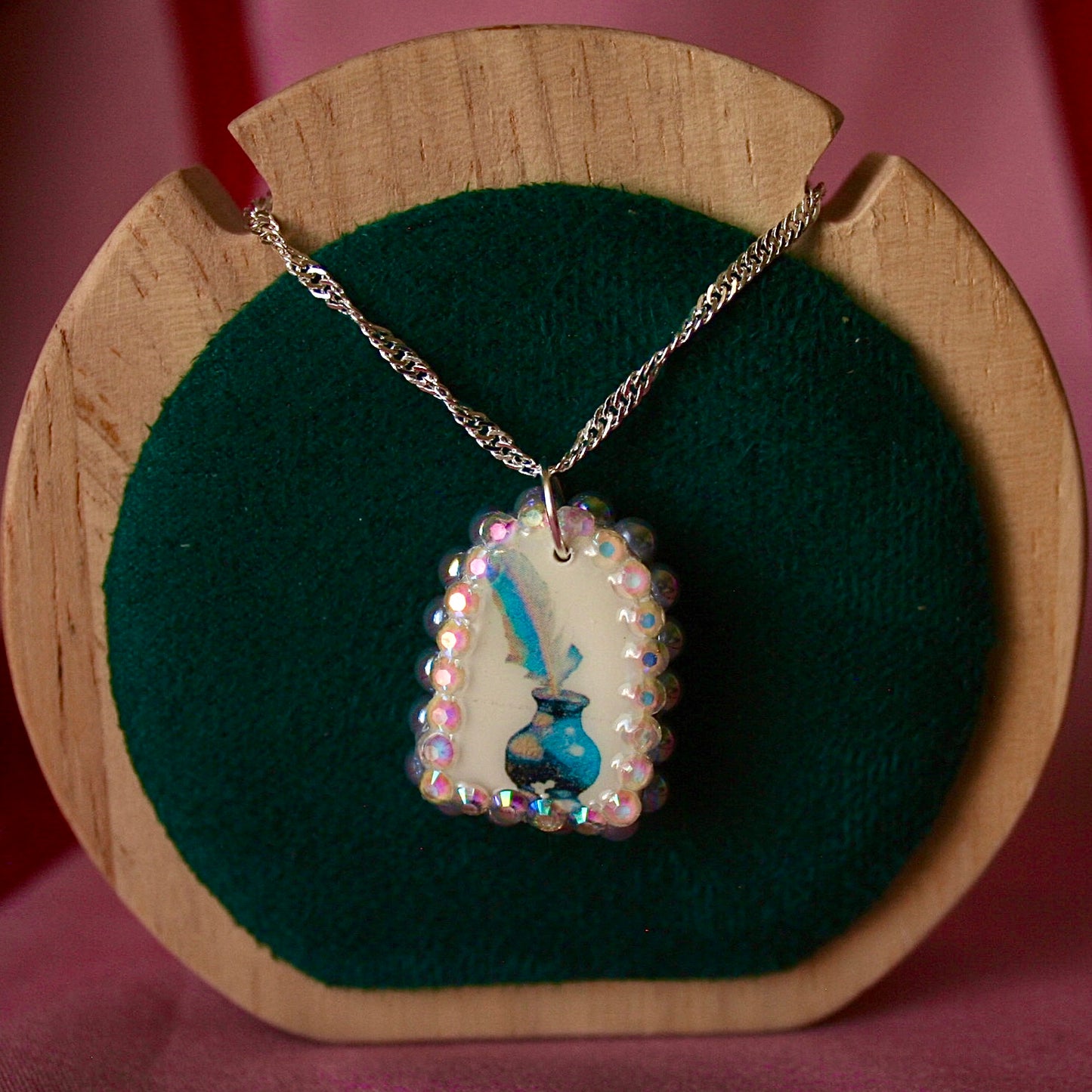 "The Author’s Armor" Necklace | Quill & Ink Pendant | 925 Sterling Silver Chain (20") | Olive Made