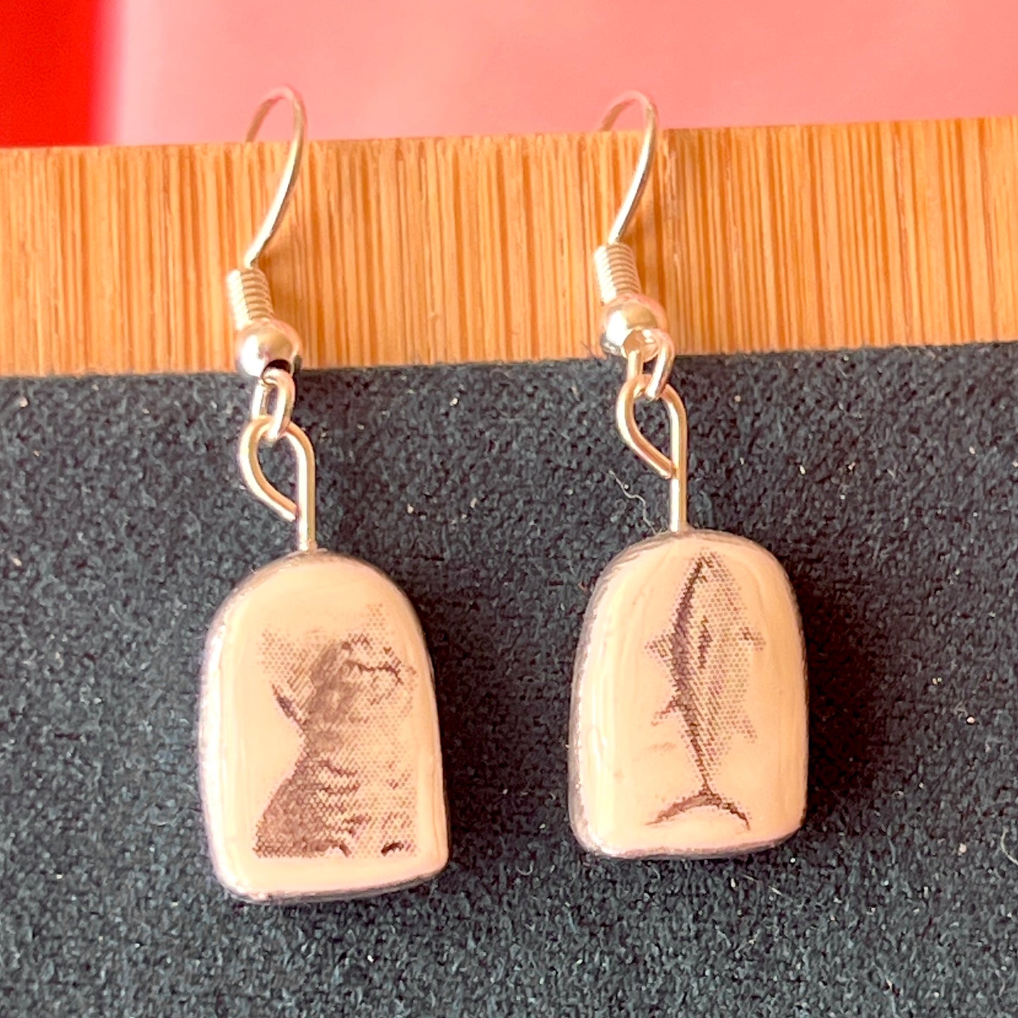 Kitten Craving Earrings | Fish Earrings | Handmade Dangle Earrings | Glossy Arch Earrings | Surreal Jewelry