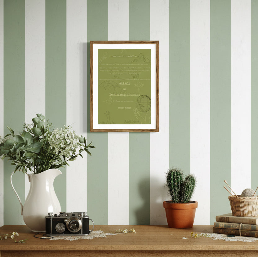 Peace-Focused Olive Green Monochrome Poetry Prints – Olive Made
