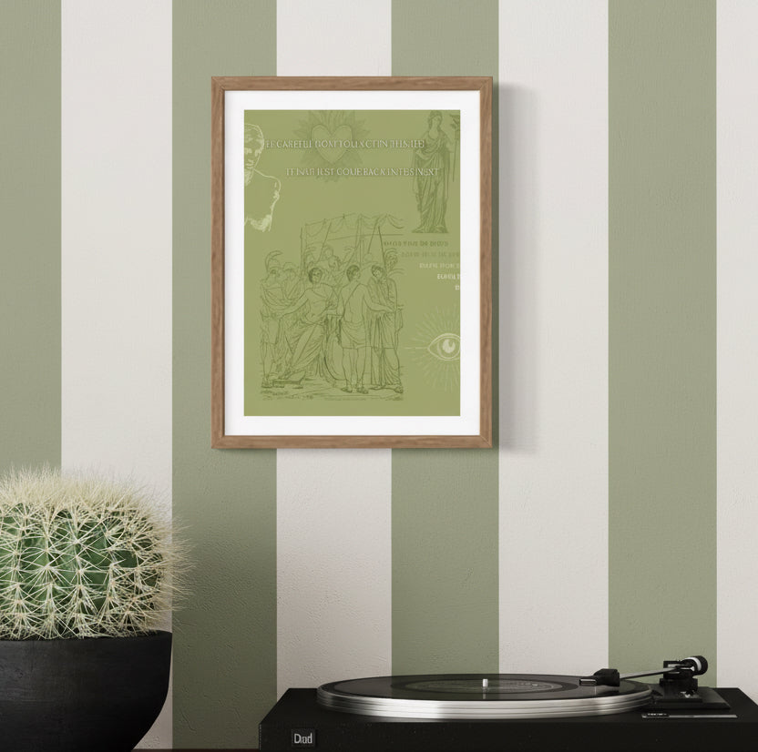 Peace-Focused Olive Green Monochrome Poetry Prints – Olive Made