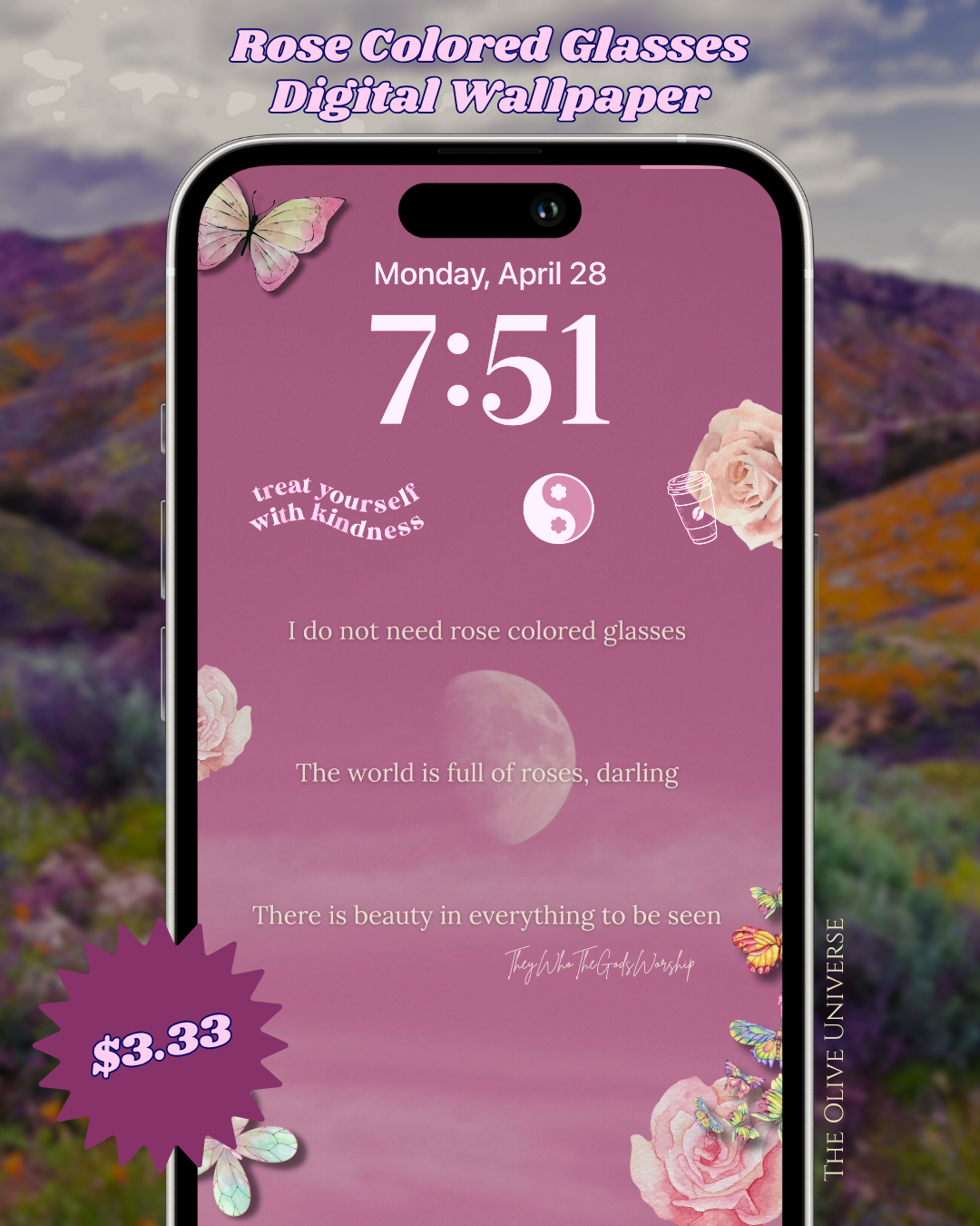 Pink Paradise iPhone Wallpaper Bundle – Digital Poetry Lock Screens | Aesthetic Pink Phone Backgrounds | Self Love & Healing Quotes
