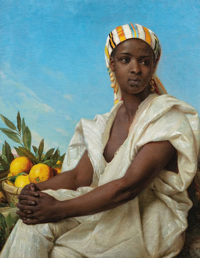 Portrait Of A Black Woman, Emile Vernet-Lecomte, art history earrings, museum jewelry, portrait earrings, arch earrings, gold portrait earrings, rhinestone pearl earrings, 14k gold plated earrings, handmade polymer clay earrings, renaissancecore jewelry, coquette jewelry, wearable art earrings