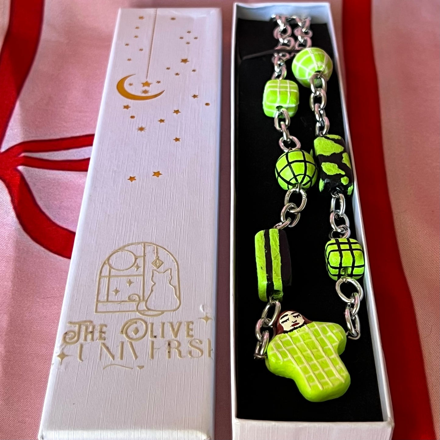 Punk Girl Grunge Beaded Chain Necklace — Olive Made