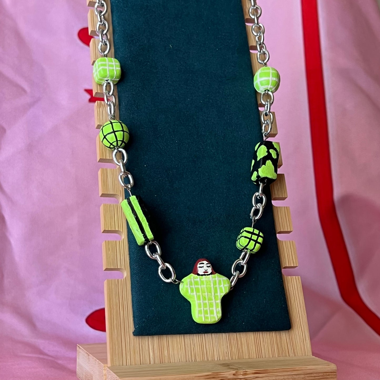Punk Girl Grunge Beaded Chain Necklace — Olive Made