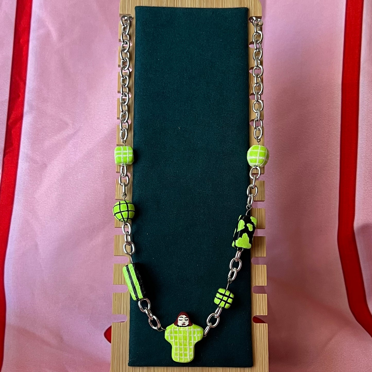 Punk Girl Grunge Beaded Chain Necklace — Olive Made