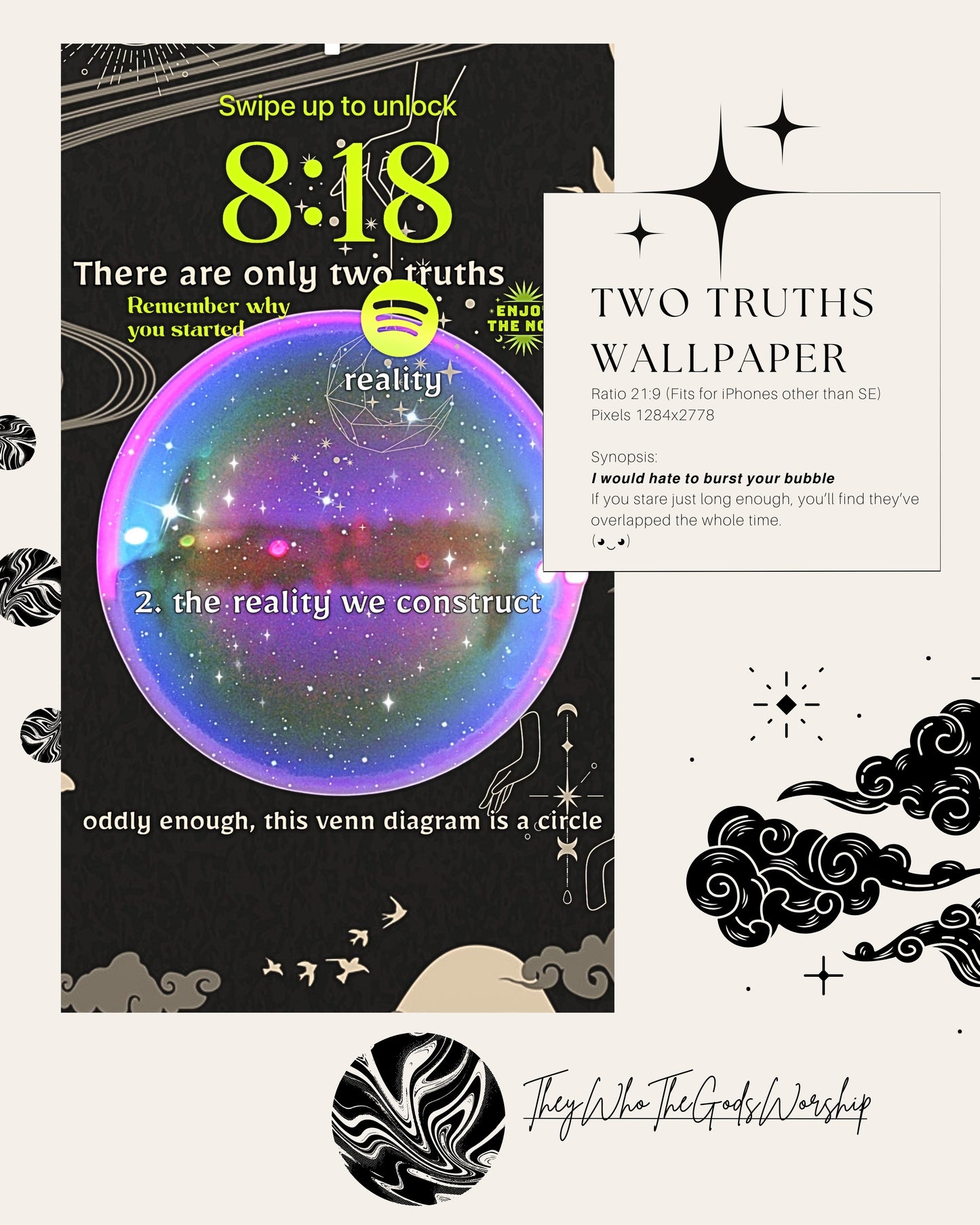 Digital Aesthetic iPhone Lockscreen Poem - There Are Only Two Truths