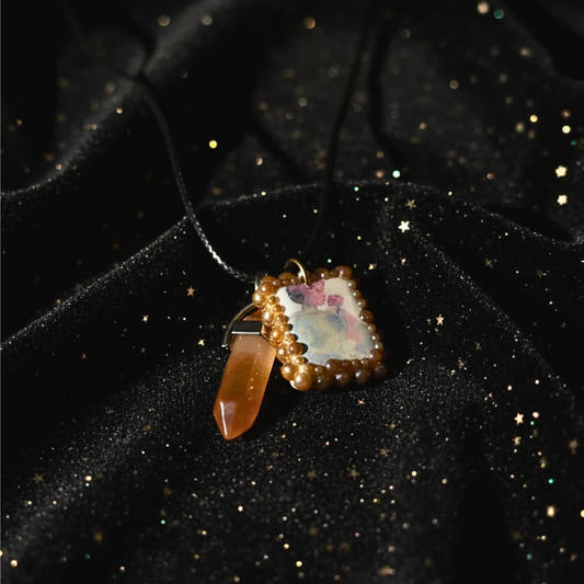 Bedazzled Iridescent Princess Necklace | Fairy Princess Necklace | Flower Princess Necklace | Polymer Clay Charm | Gemstone Pendant