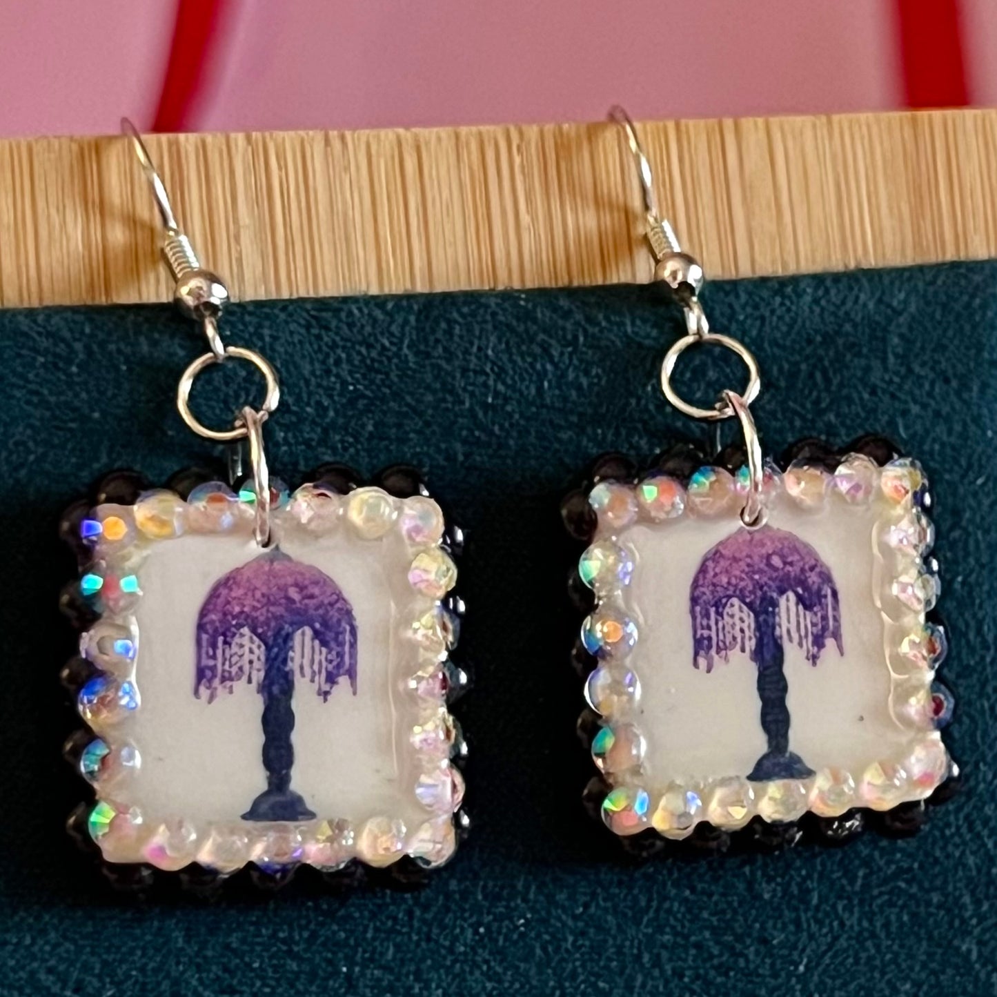 Vintage Lamp Earrings | Purple + Pink Rhinestone Dangles | Olive Made