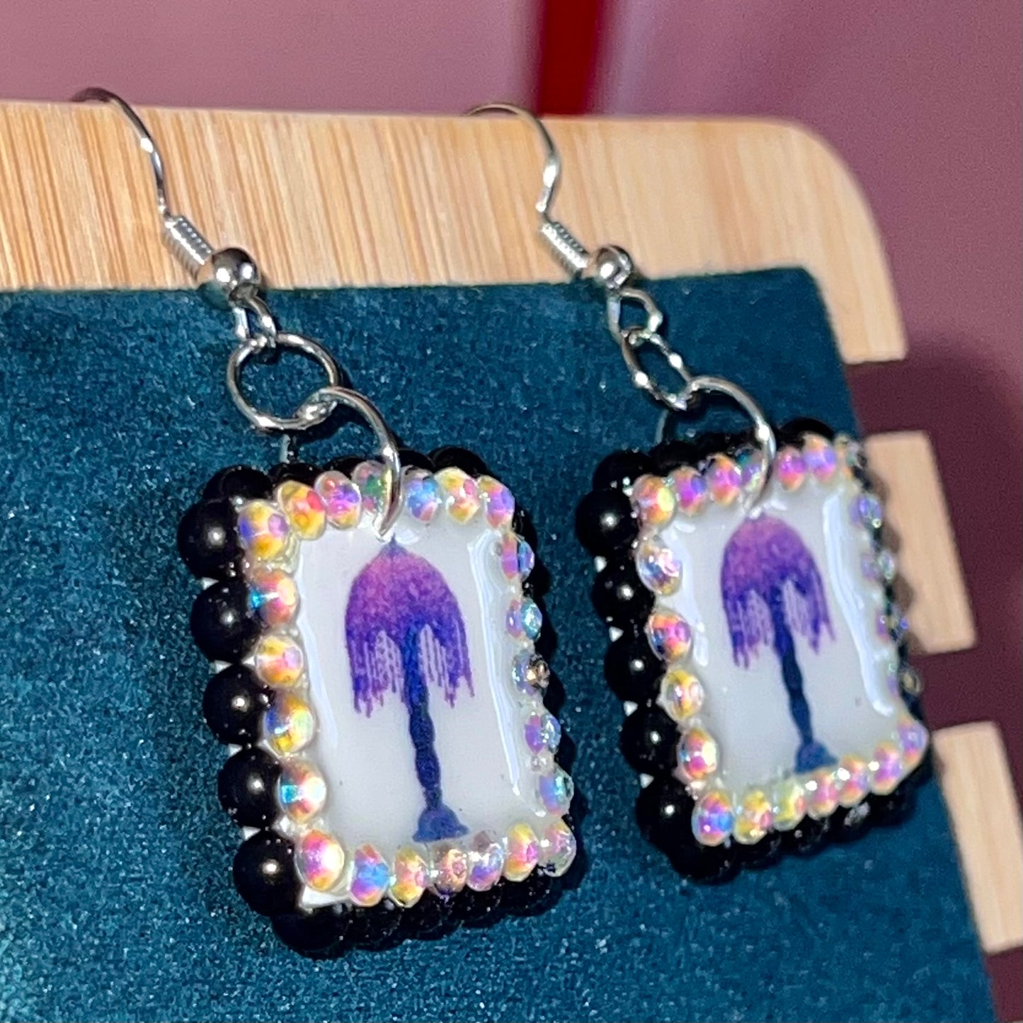 Vintage Lamp Earrings | Purple + Pink Rhinestone Dangles | Olive Made