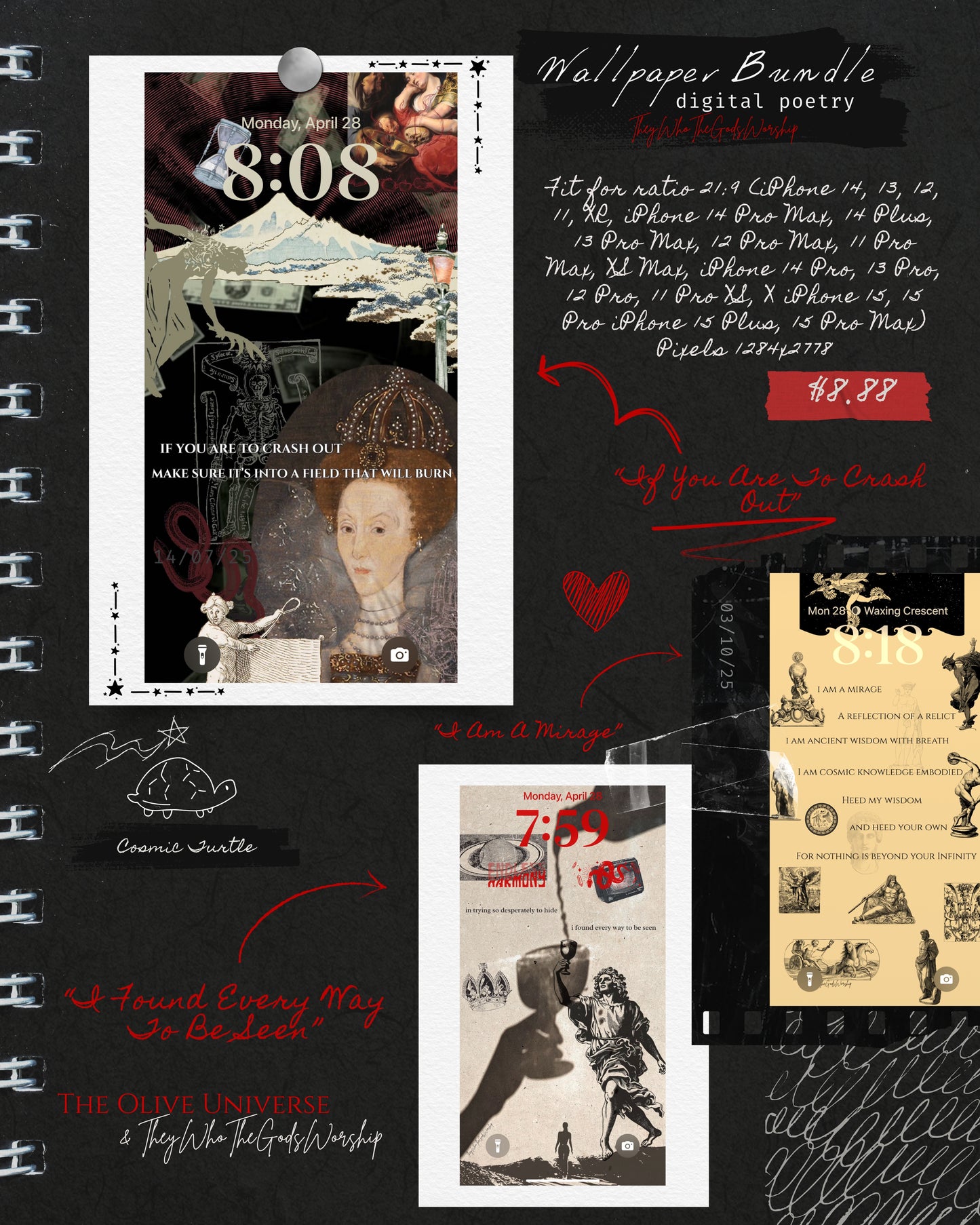 If You Are To Crash Out - Dark Academia Gothic Digital iPhone Lockscreen Wallpaper Poem
