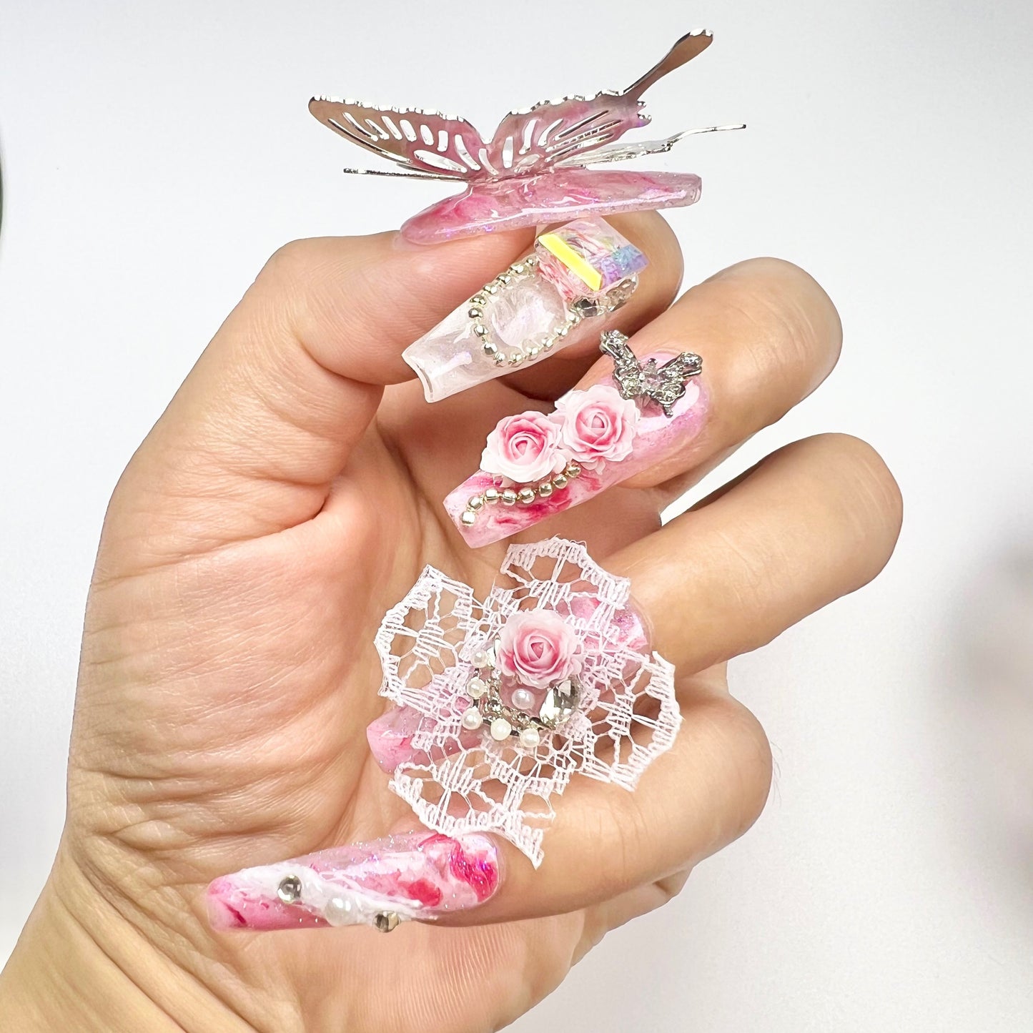 botanical butterfly nail adornment