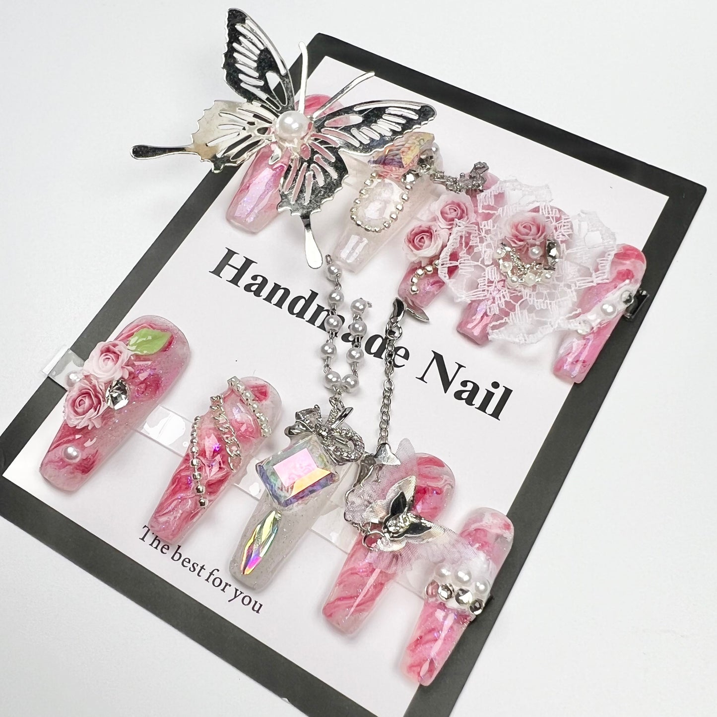 botanical butterfly nail adornment