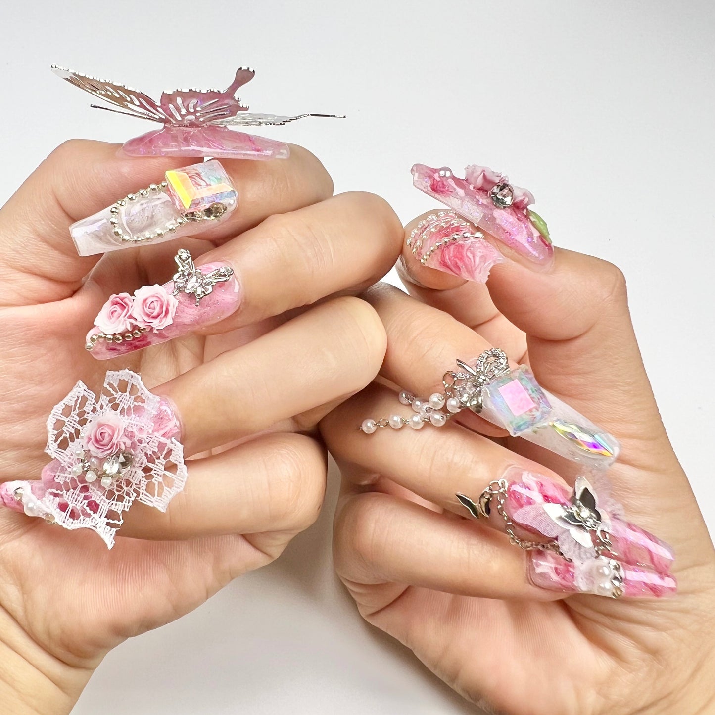 botanical butterfly nail adornment