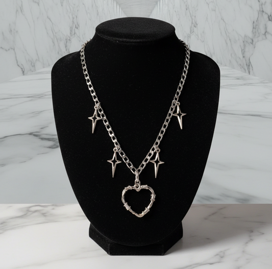 Barbed Heart Y2k Punk Style Necklace - Olive Made