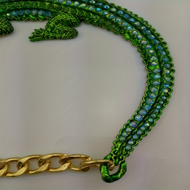 olive croc neck adornment