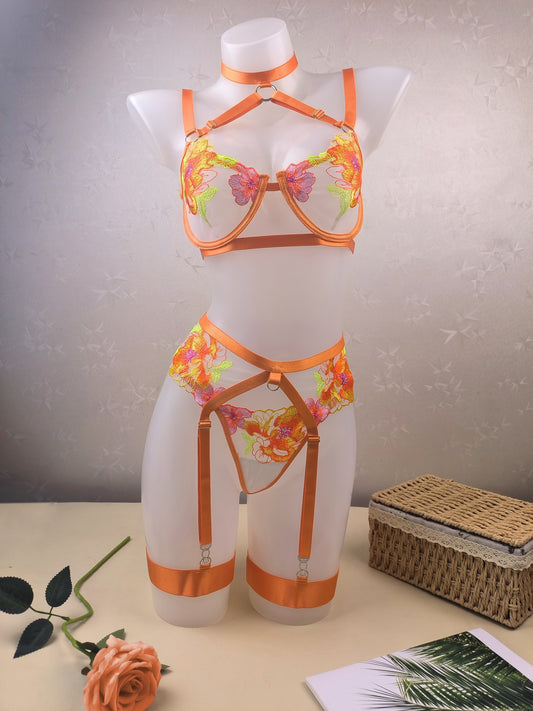 florescent flores lingerie set