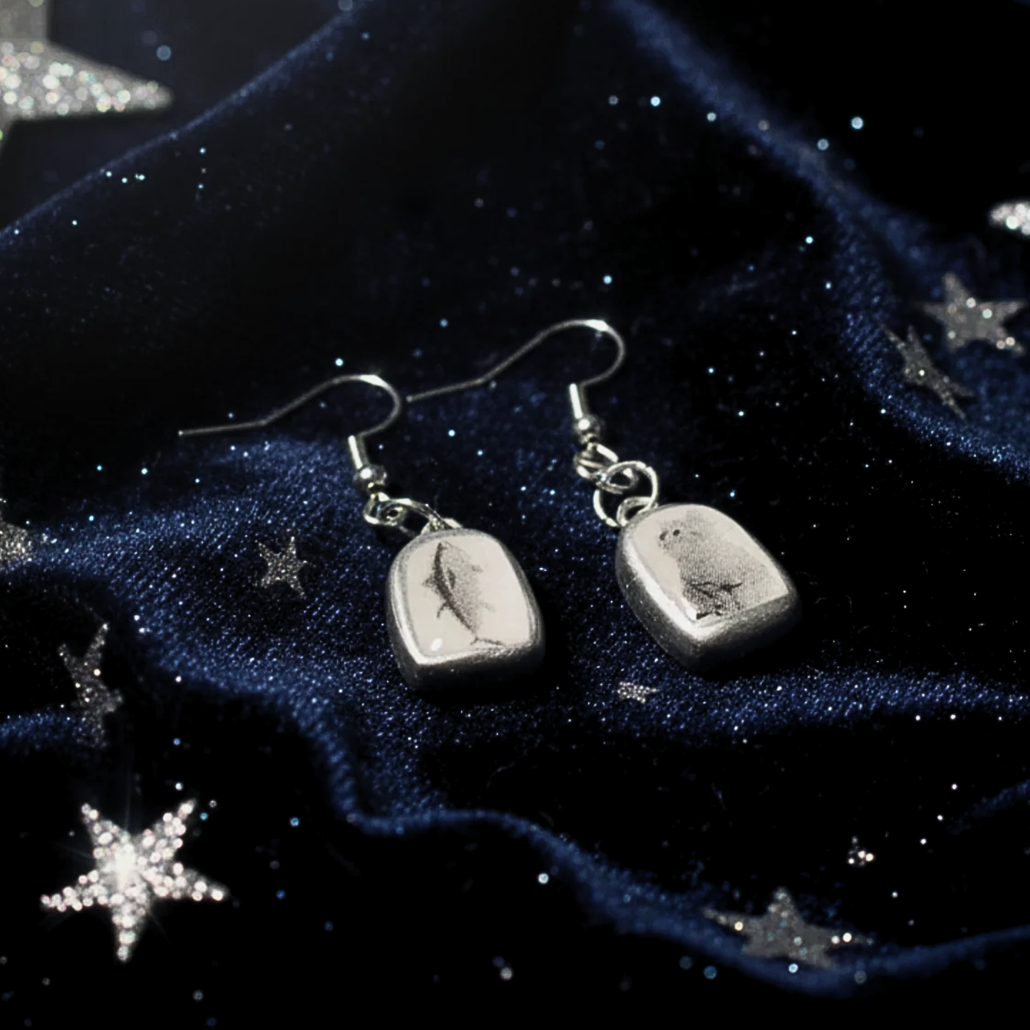 Kitten Craving Earrings | Fish Earrings | Handmade Dangle Earrings | Glossy Arch Earrings | Surreal Jewelry