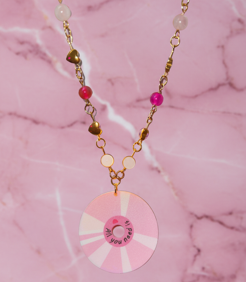 Rose Quartz, Pink Agate, & Hematite “All You Need Is Love” - Y2k Real Crystal, Stone, and 24k Gold Plated Necklace