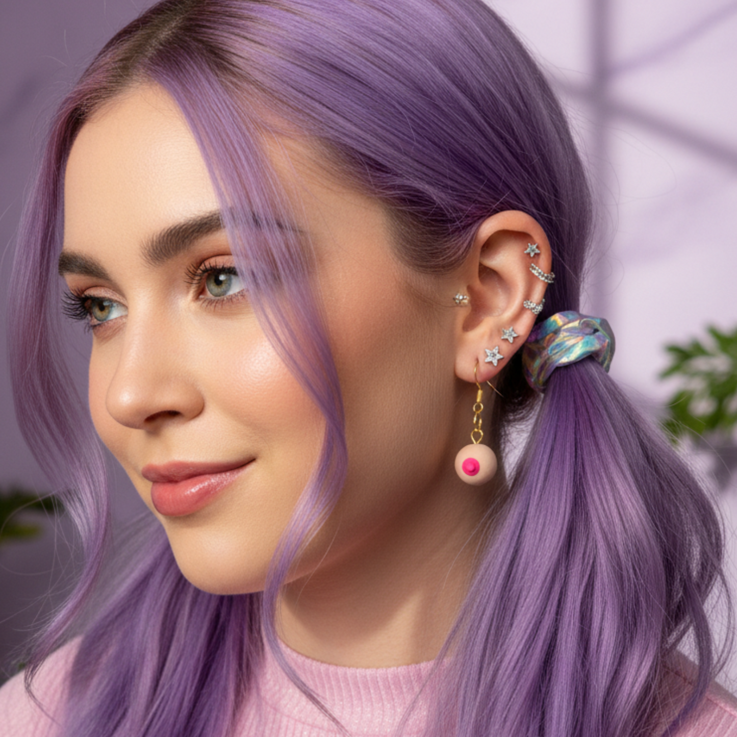 Sapphic Organic Colored Stress Ball Earrings | Handmade Queer Jewelry